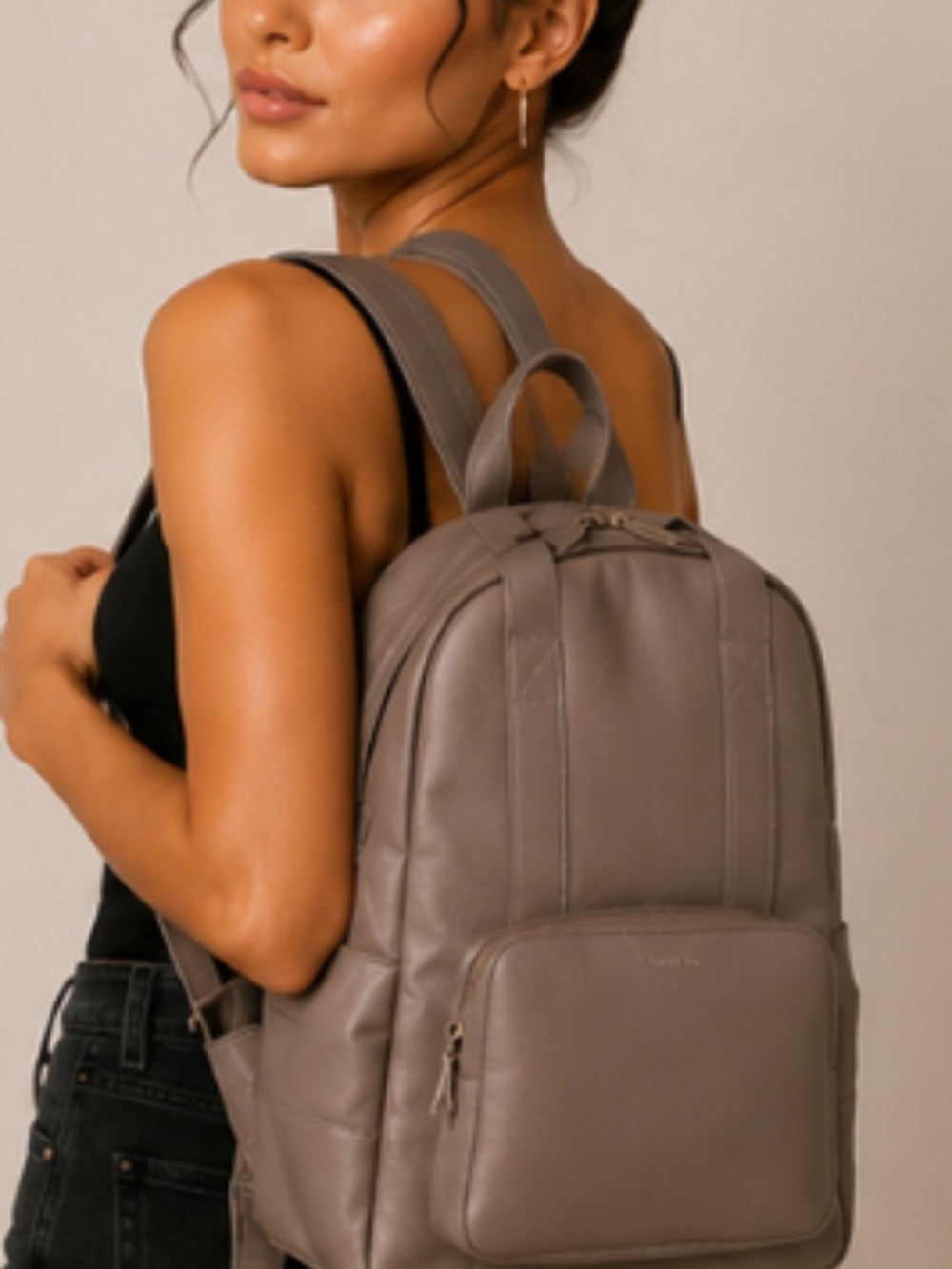 Monos Metro Gray Vegan Leather Travel Laptop Backpack QuickSnap Kit Included - Picture 1 of 16